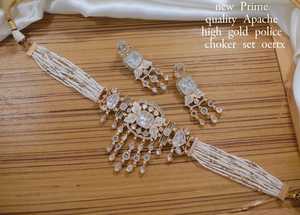 Collar de Gargantilla Pachi Kundan de perlas chapadas en oro de nuevo diseño de alta calidad con pendientes conjuntos de joyería de boda india tradicional - Product Image 3