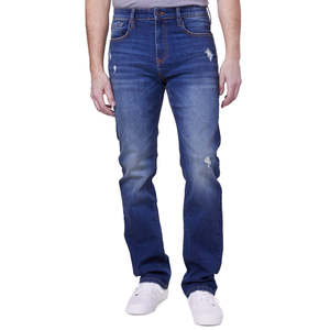 Jeans da Uomo Lazer a Gamba Dritta Blu Denim Taglia 32x34 Vintage Hip Hop Streetwear a Gamba Larga con Tessitura a Maglia Colore Scuro Chiaro - Product Image 4