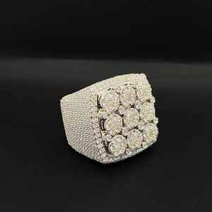 8.00Ct Ice Out Round Cut Moissanite Pave Setting White Gold Bague de fiançailles de style Hip Hop pour homme en argent sterling 925 - Product Image 2