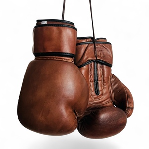 Gants de boxe PRO 12 oz, brun antique, rétro, vintage, modèle classique, 100% cuir de vache, pour la salle de sport, l'entraînement physique, les balles de vitesse de frappe - Product Image 2