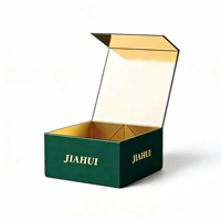 Boîte cadeau magnétique pliable Jiahui noire avec finition mate premium, revêtement UV, doublure en éponge et fermeture magnétique cachée