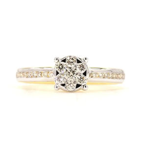 Bague de luxe en or avec diamants en grappe pour femmes, élégante, bague en argent et or bicolore, fiançailles, mariage, cadeau de mariée - Product Image 1