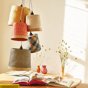 Seagrass Pendant Light Chandelier <b>Hanging</b> Raffia Blue Island Lights Straw <b>Lampshade</b> for Kitchen Dining Room Decor - Product Image 5