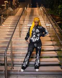 Personalizado desgastado bordado Zip up Sudadera con capucha pantalones de chándal Fabricante para hombre Chándal Rhinestone Sun Faded ácido lavado Sweatsuit - Product Image 2