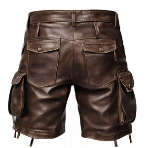 Summer Autumn Customized Plain Dyed Adults Real Leather Cargo <b>Shorts</b> Club Wear <b>Shorts</b> in best sale - Product Image 6