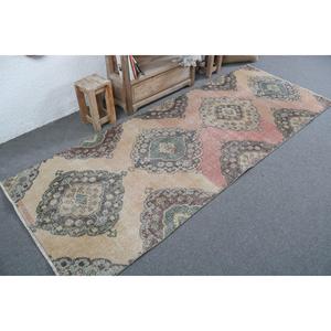 3.3x8.8 ft Turkish Rug, Vintage <b>Runner</b> Rug, Brown <b>Green</b> Animal Print Rug - Product Image 2
