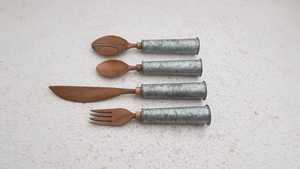 Ensemble de couverts en acier inoxydable avec manche en résine transparente effet bois craquelé, accessoires de cuisine pour restaurant - Product Image 6