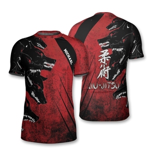 เสื้อกีฬาแขนสั้นรัดรูประบายอากาศได้ดีผ้ากันชื้นแบบเย็บเสริมกันเหงื่อเหมาะสำหรับการจับ BJJ และเล่นกีฬา - Product Image 4