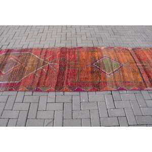 3x10.3 ft Turkish Rug, <b>Runner</b> Vintage Rug, <b>Red</b> Check Rug - Product Image 3