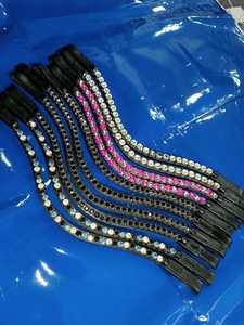 Bande de front rembourrée douce de cheval équestre en cuir véritable la plus vendue avec fournisseur de fabricant de gros indien de perle - Product Image 6