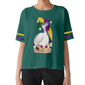 2025ใหม่ผ้าฝ้าย100% เสื้อยืดผ้าฝ้าย Mardi Gras boxy Fit สำหรับผู้หญิงคุณภาพสูงงานทำมือระบายอากาศได้แบบลำลองฤดูร้อน - Product Image 2