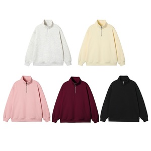 2025 nuevo jersey de cuello alto con media cremallera para hombre, Sudadera con cuello levantado de talla grande, manga larga sólida, logotipo personalizado de gran tamaño - Product Image 2