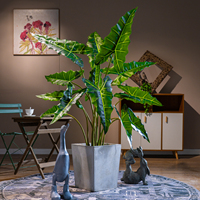 Planta Artificial de Alocasia Amazonica con Hojas Esculpidas de Vetas Intensas en Forma de Flecha, Ideal para Exhibiciones en Hoteles Boutique y Salas de Exposición