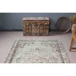 Alfombra Turca Vintage de 4.6x7.8 pies (139x238 cm), Alfombra Abstracta Verde - Product Image 4