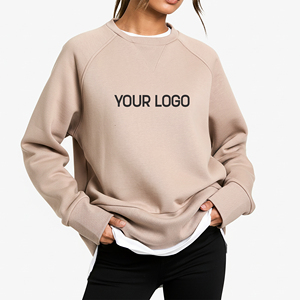 Oem/odm สเวตเชิ้ตทรงหลวมคอกลมพิมพ์ลายโลโก้ไหล่ตกสีทึบกำหนดเองได้ - Product Image 1