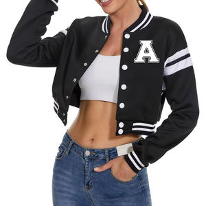 Veste universitaire courte en laine pour femmes manteau rose personnalisé respirant avec veste courte d'hiver de style Letterman - Product Image 4