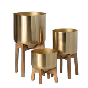Florero redondo estilo maceta, decoración interior de lujo dorada para el hogar, la Oficina y el Hotel, maceta de Metal de diseño único - Product Image 6