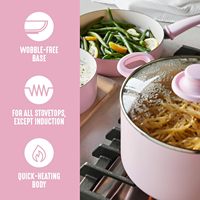 Nouvelle mode de casseroles en céramique sans PFAS rose 16 pièces batterie de cuisine en aluminium antiadhésif à induction pour la maison et la cuisine