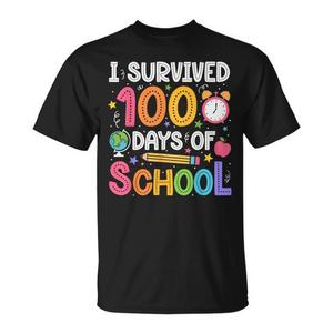 T-shirt pour les élèves et les enseignants de l'école, pour célébrer les 100 jours d'école avec un motif « J'ai survécu » - Product Image 1