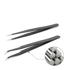 Ensemble de pinces d'extension de cils en acier inoxydable Volume Design à pointe pointue incurvée - Product Image 2