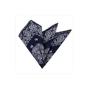 <b>Navy</b> Blue Patterned Weave Men's Special Cut Collar Pocket Square One Size - Product Image 1