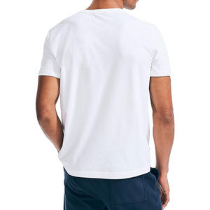 Camisetas Personalizadas de Alta Calidad de Secado Rápido con Cuello en V para Hombre, 100% Algodón Blanco, Diseño Sólido, Camiseta Lisa Estampada - Product Image 3