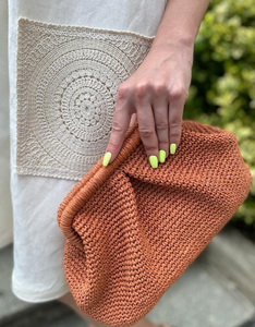 Crochet Pouch Clutch Bag, <b>Small</b> Raffia Natural Clutch Bag for Women, Straw Knitted Raffia Bag, Straw Summer Bag - Product Image 1