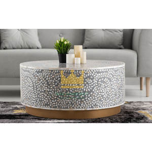 Mesa de centro con incrustaciones de concha de lujo hecha a mano moderna con incrustaciones de perlas madre personalizable muebles de lujo de Vietnam para decoración de vida - Product Image 4