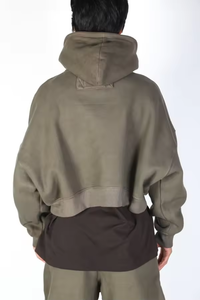 Custom men boxy hoodies 100 cotton no <b>string</b> graphic printed heavyweight oversized pullover streetwear crop hoodies men - Product Image 4