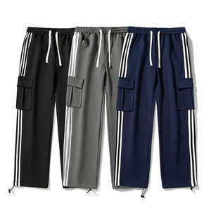 Venta al por mayor Pantalones atléticos para hombres 100% algodón Pantalones deportivos casuales de pierna ancha holgados Forro polar de color elástico de cintura alta - Product Image 5