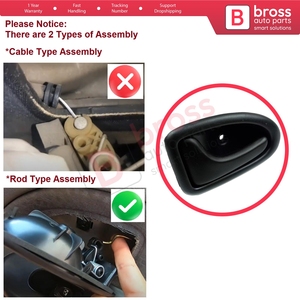 Poignée de porte intérieure gauche noire de type tige BDP77 pour Clio 2 Scenic Megane 1 Trafic Master 2 Mascott Logan 1 Movano Vivaro A Interstar - Product Image 5