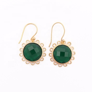 Pendientes colgantes de amatista púrpura chapados en oro hechos a mano, joyería de piedras preciosas para mujer con forma de flor, Pendientes colgantes de moda, alambre para la oreja - Product Image 6