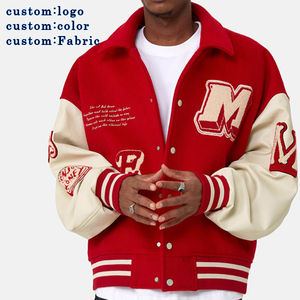 Chaquetas Varsity para Hombre de Talla Grande, Estilo Béisbol, con Mangas de Cuero Genuino y Parches Bordados en Chenilla, Personalizadas al por Mayor - Product Image 1