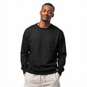 Sweat-shirt à col rond en polaire épais pour homme, 400 GSM, manches longues, impression numérique, uni, teint, coupe-vent, respirant - Product Image 5
