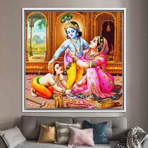 Lienzo Impreso: Arte Elegante de Mujer India, Decoración de Pared Moderna, Lienzo con Marco Blanco - Product Image 1