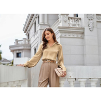 Chemisier décontracté pour femme, style hip-hop coréen, à manches courtes, respirant, coupe ample, tricoté, col rond, 100 % coton, idéal pour le travail ou les affaires