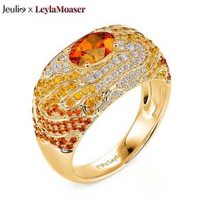 Anillo de cóctel Jeulia X Leyla Sunset Desert Art Deco dorado en plata de ley - Product Image 1
