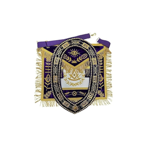 Delantal Masónico Azul Bordado a Mano para Gran Maestro de Logia, con Cadena y Collar Dorados - Product Image 6