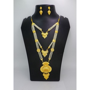 Bijoux antiques indiens plaqué or à la mode en laiton pur bijoux de mariage de mariée indiens ensemble de colliers de haute qualité - Product Image 1