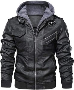 Veste en cuir d'hiver décontractée pour hommes de haute qualité taille XL fermeture à glissière broderie décoration OEM service de gros coupe-vent - Product Image 5