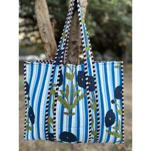 Sac fourre-tout matelassé en coton extra large réversible, écologique et robuste, idéal pour les week-ends, avec bandoulière, pour un usage quotidien, élégant et coloré - Product Image 1