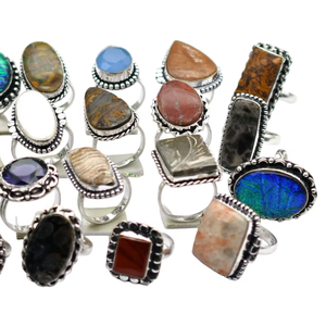 ชุดเครื่องประดับแฟชั่นทองเหลืองแข็งแนววินเทจชุดฝาอัญมณีหลายชิ้นชุบเงินแหวนคริสเตียนหลายชิ้น - Product Image 1