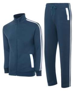 Men's Gym Clothes Morning Jog Suits Clothes Training Cycling Gym <b>Tracksuits</b> Blue Colour & <b>White</b> Stripes <b>Tracksuits</b> - Product Image 3
