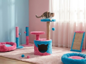 Arbre à chat Amistar Kawaii Cloud Home de haute qualité avec structure en bois, 3 niveaux, durable, pour chats et petits animaux de toutes tailles, en carton - Product Image 2