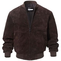 Veste en cuir de baseball pour hommes en gros, veste bomber vintage en daim