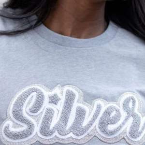Camiseta gris 'Silver Star' para mujer, Camiseta de algodón suave con letras de parche de chenilla en negrita, ropa griega de moda informal inspirada en la Hermandad - Product Image 4