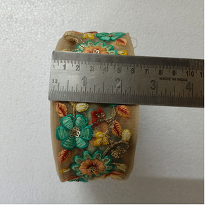 Cintas y cordones bordados a máquina hechos a medida en tela de base blanca en diseños florales para vestidos de novia en 2 pulgadas de ancho - Product Image 5