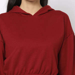 Sudaderas con capucha cortas de manga recortada para mujer personalizadas Mangas completas Estilo único Ropa de gimnasio Sudadera con capucha recortada para mujer - Product Image 5