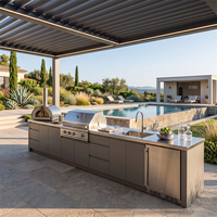 Évier de cuisine extérieur en acier inoxydable 304, directement de l'usine, avec armoire de cuisine extérieure, antibactérien, résistant à l'humidité, avec barbecue intégré