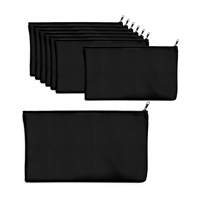 Dompet Koin Kosmetik Hadiah Ber-resleting Kustomisasi Logo Anda Sendiri Penyimpanan Hitam 100% Katun Kanvas Ramah Lingkungan Dapat Digunakan Kembali Portabel